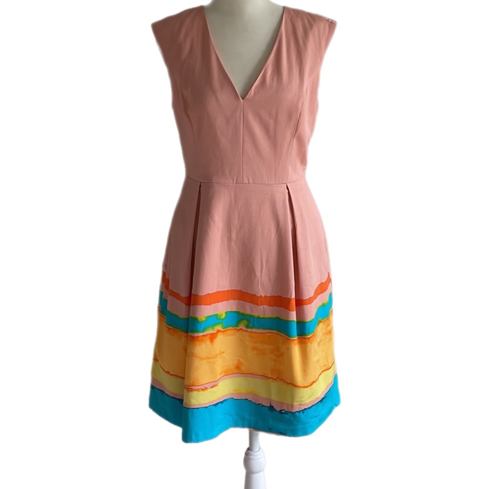 Anthropologie Tracy Resse Painterly Pastel Mini Sleeveless V-Neck Dress - Picture 2 of 12